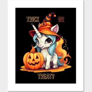 Kawaii Halloween Unicorn Posters and Art